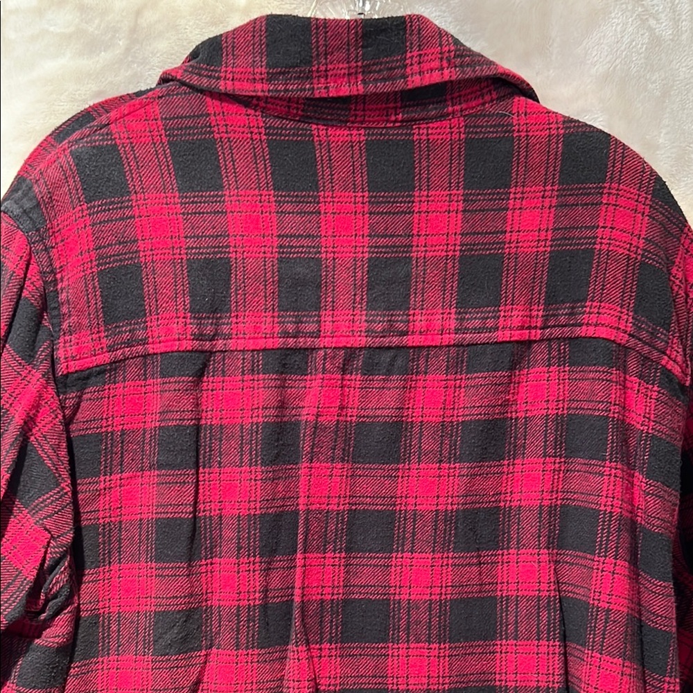 VENEZIA JEANS ♥️ VINTAGE RED/BLACK HEAVY COTTON FLANNEL PLAID SHIRT Women 18/20 - Picture 6 of 8